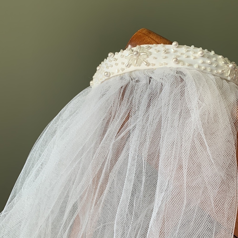 Ivory Pearl Tulle Veil Headband for Kids